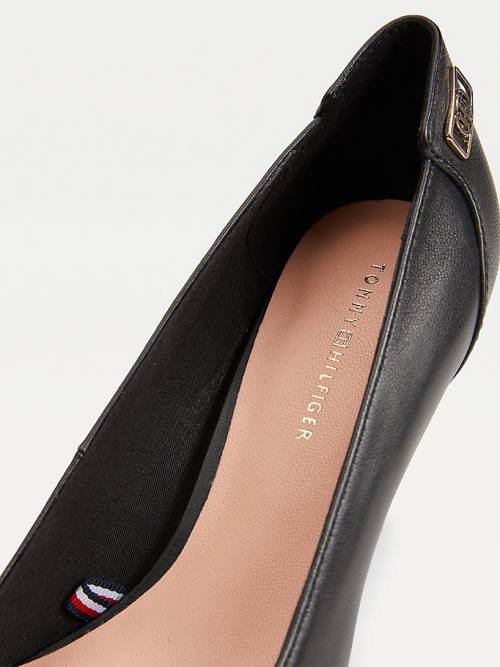 Tommy Hilfiger Essential Pointed Low Bőr Pumps Magassarkú Női Fekete | TH479GTP