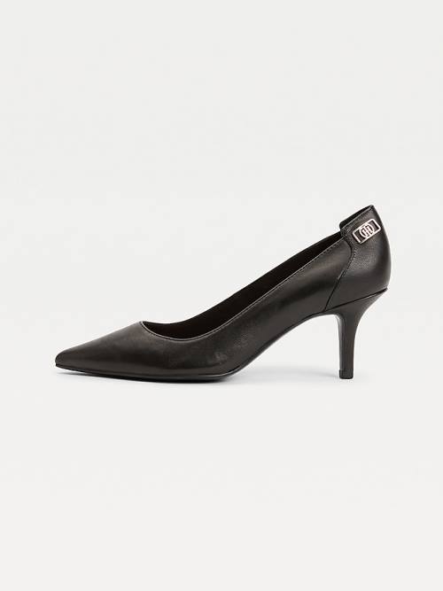 Tommy Hilfiger Essential Pointed Low Bőr Pumps Magassarkú Női Fekete | TH479GTP