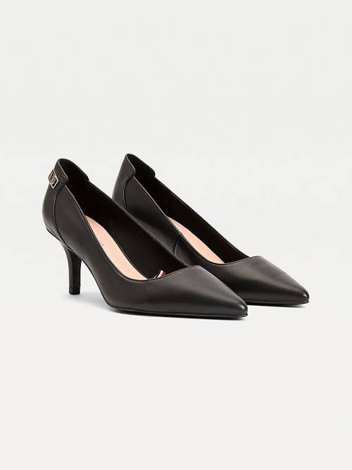 Tommy Hilfiger Essential Pointed Low Bőr Pumps Magassarkú Női Fekete | TH479GTP