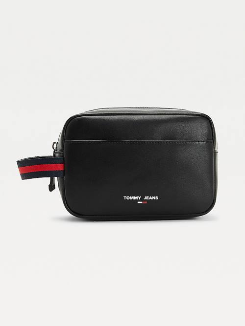 Tommy Hilfiger Essential Recycled Bőr Washbag Táska Férfi Fekete | TH764XKB