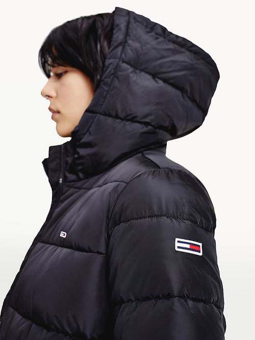 Tommy Hilfiger Essential Recycled Csuklyás Down Puffer Kabát Női Fekete | TH945AIJ