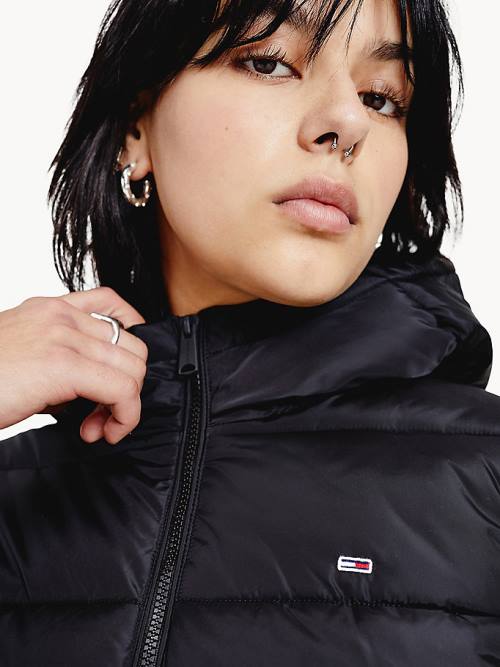 Tommy Hilfiger Essential Recycled Csuklyás Down Puffer Kabát Női Fekete | TH945AIJ