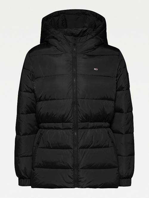 Tommy Hilfiger Essential Recycled Csuklyás Down Puffer Kabát Női Fekete | TH945AIJ