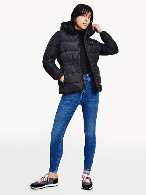 Tommy Hilfiger Essential Recycled Csuklyás Down Puffer Kabát Női Fekete | TH945AIJ