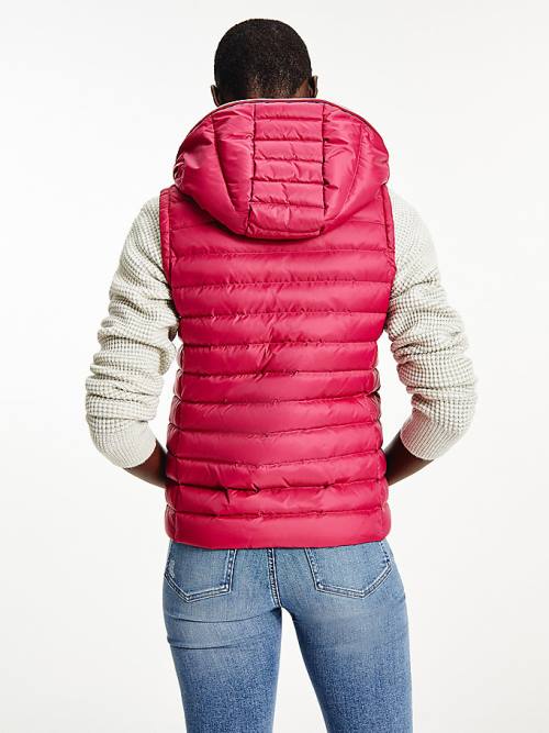 Tommy Hilfiger Essential Removable Hood Down Vest Dzseki Női Piros | TH127PUZ