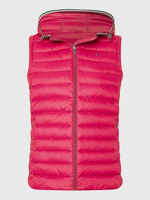 Tommy Hilfiger Essential Removable Hood Down Vest Dzseki Női Piros | TH127PUZ