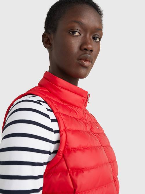 Tommy Hilfiger Essential Removable Hood Down Vest Dzseki Női Piros | TH405NBD