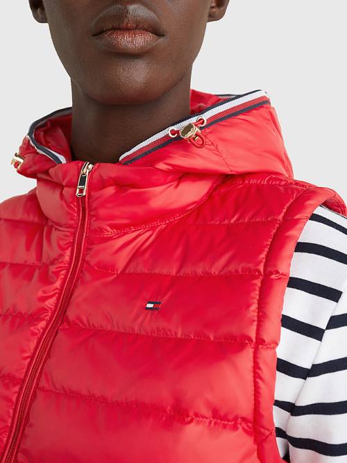 Tommy Hilfiger Essential Removable Hood Down Vest Dzseki Női Piros | TH405NBD