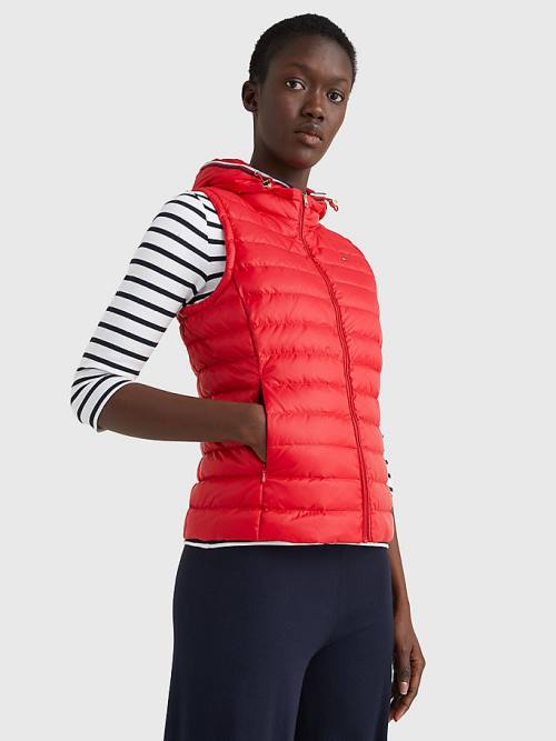 Tommy Hilfiger Essential Removable Hood Down Vest Dzseki Női Piros | TH405NBD