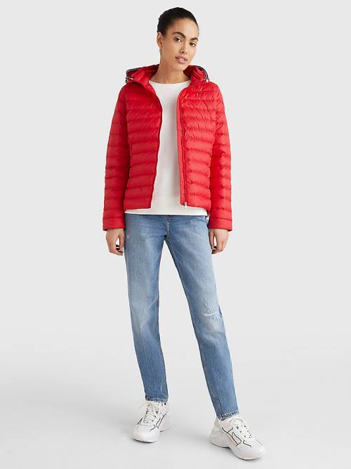 Tommy Hilfiger Essential Removable Hood Down Kabát Női Piros | TH531FIJ