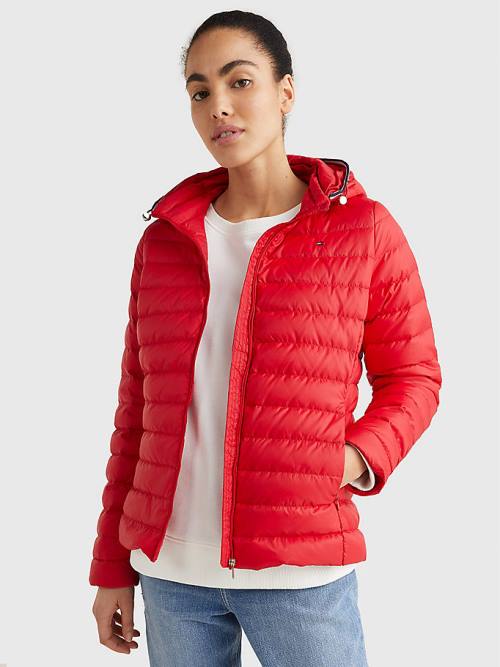 Tommy Hilfiger Essential Removable Hood Down Kabát Női Piros | TH531FIJ