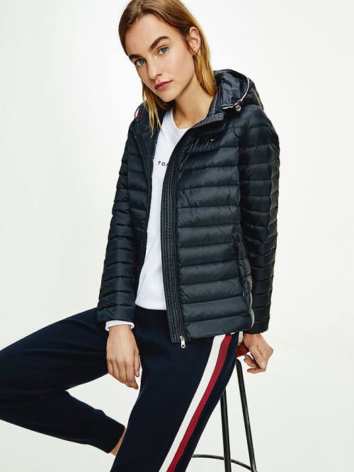 Tommy Hilfiger Essential Removable Hood Down Kabát Női Fekete | TH891EOL