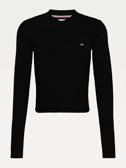 Tommy Hilfiger Essential Rib-Knit Jumper Pulóverek Női Fekete | TH801FRI