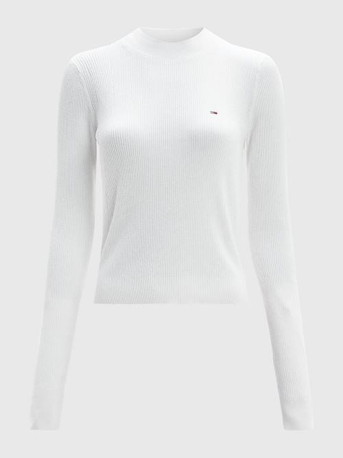 Tommy Hilfiger Essential Rib-Knit Jumper Pulóverek Női Fehér | TH840YOZ