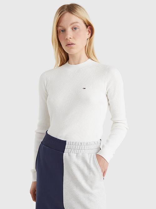 Tommy Hilfiger Essential Rib-Knit Jumper Pulóverek Női Fehér | TH840YOZ