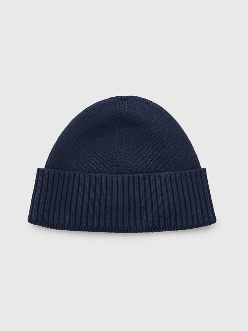 Tommy Hilfiger Essential Rib Knit Rövid Beanie Kalap Férfi Kék | TH586XBZ