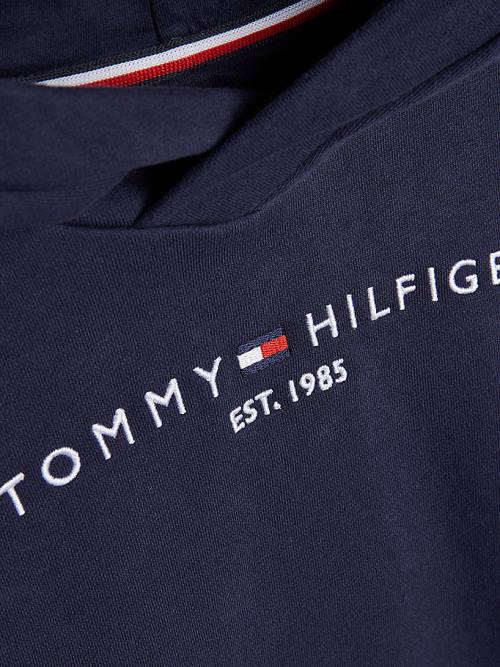 Tommy Hilfiger Essential Ruched Detailing Kapucnis Pulóver Lány Kék | TH739BLR