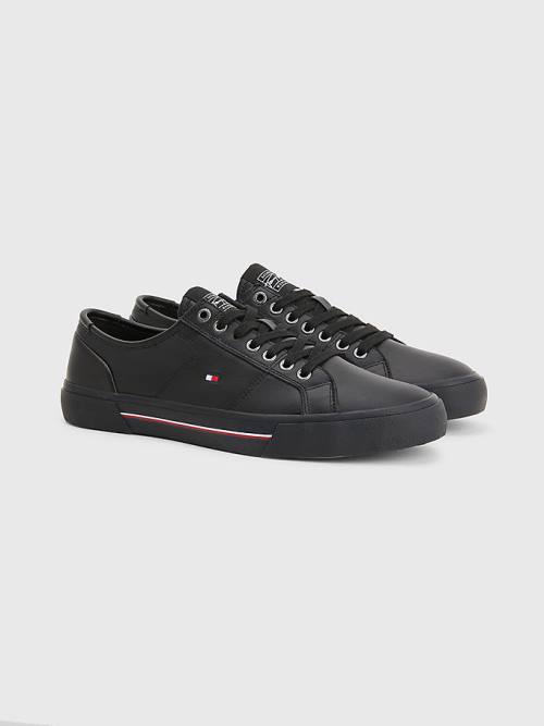 Tommy Hilfiger Essential Signature Bőr Tornacipő Férfi Fekete | TH670TDZ