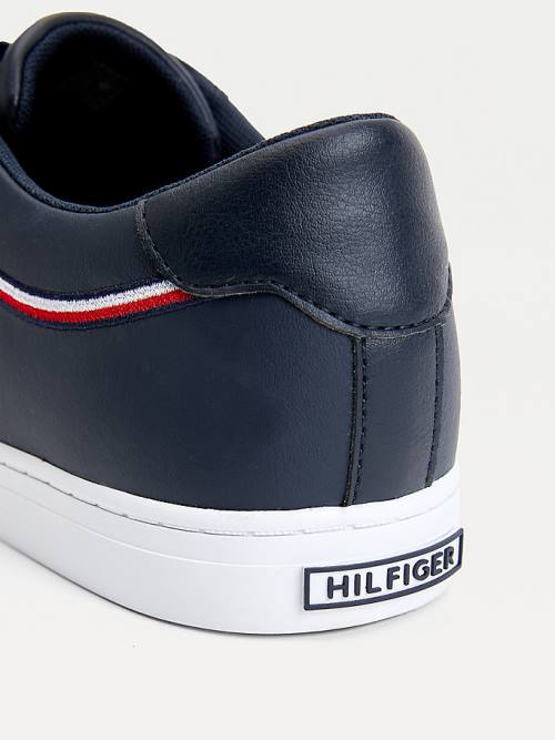 Tommy Hilfiger Essential Signature Detail Bőr Tornacipő Férfi Kék | TH064AIX