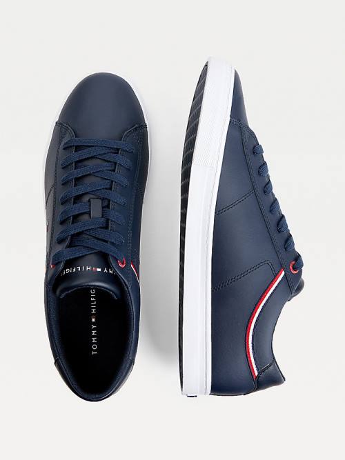 Tommy Hilfiger Essential Signature Detail Bőr Tornacipő Férfi Kék | TH064AIX