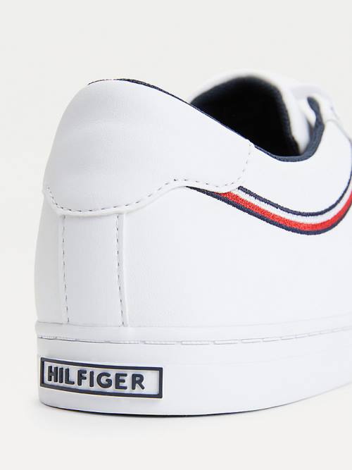 Tommy Hilfiger Essential Signature Detail Bőr Tornacipő Férfi Fehér | TH651NXK