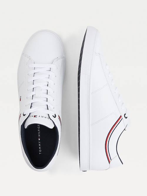 Tommy Hilfiger Essential Signature Detail Bőr Tornacipő Férfi Fehér | TH651NXK