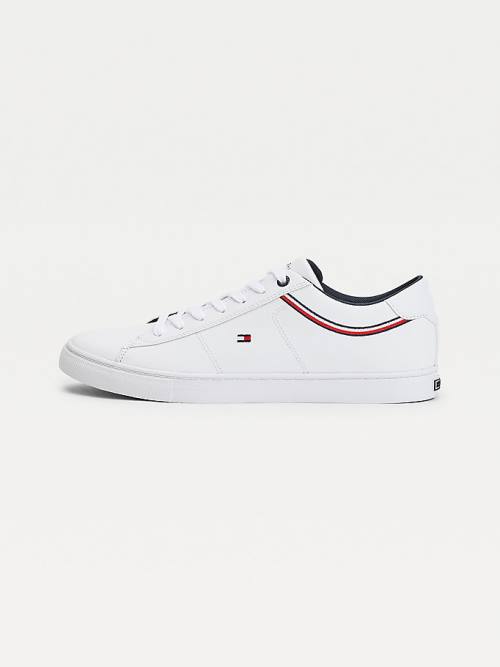 Tommy Hilfiger Essential Signature Detail Bőr Tornacipő Férfi Fehér | TH651NXK