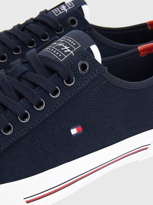 Tommy Hilfiger Essential Signature Vászon Tornacipő Férfi Kék | TH930HXK