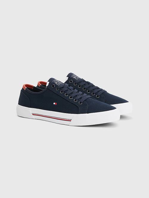 Tommy Hilfiger Essential Signature Vászon Tornacipő Férfi Kék | TH930HXK