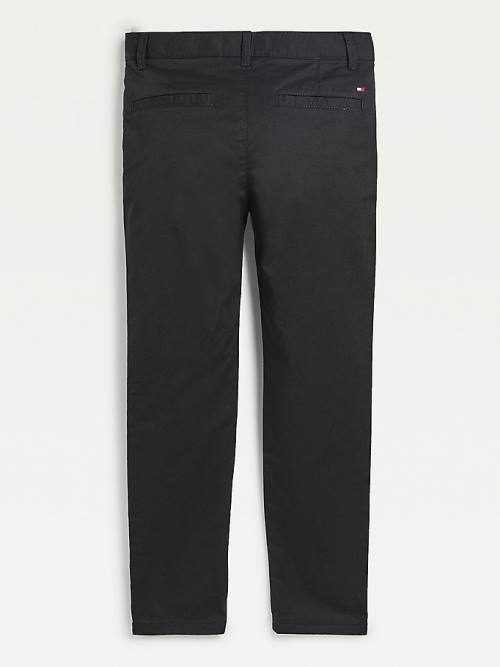 Tommy Hilfiger Essential Slim Fit Chinos Nadrág Fiú Fekete | TH938RMH