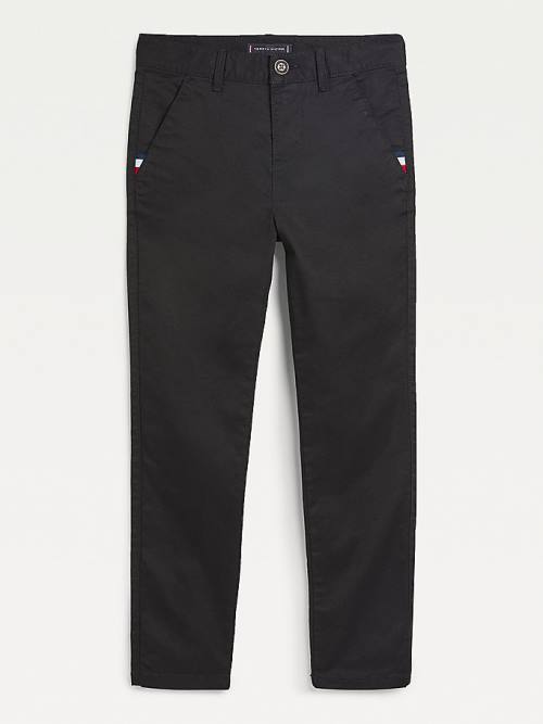 Tommy Hilfiger Essential Slim Fit Chinos Nadrág Fiú Fekete | TH938RMH