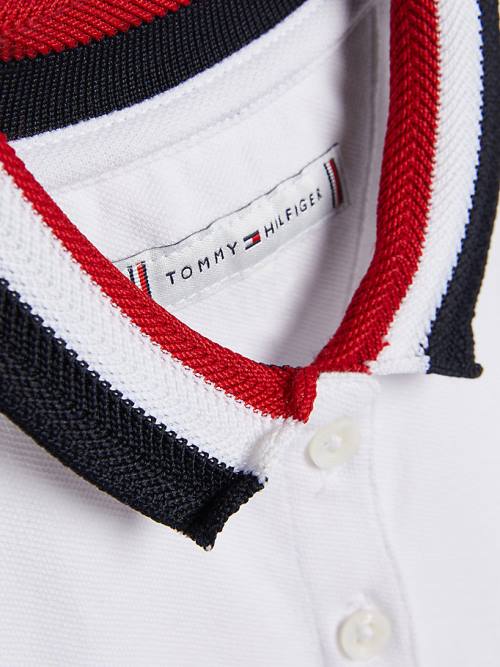 Tommy Hilfiger Essential Stripe Collar Polo Ruha Lány Fehér | TH609VNM