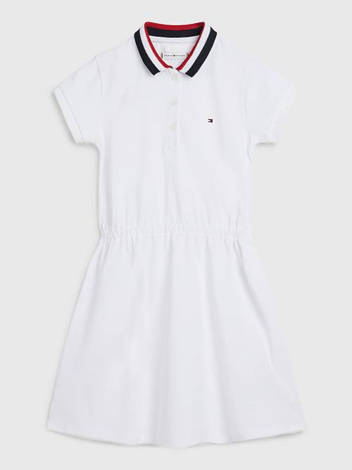 Tommy Hilfiger Essential Stripe Collar Polo Ruha Lány Fehér | TH609VNM