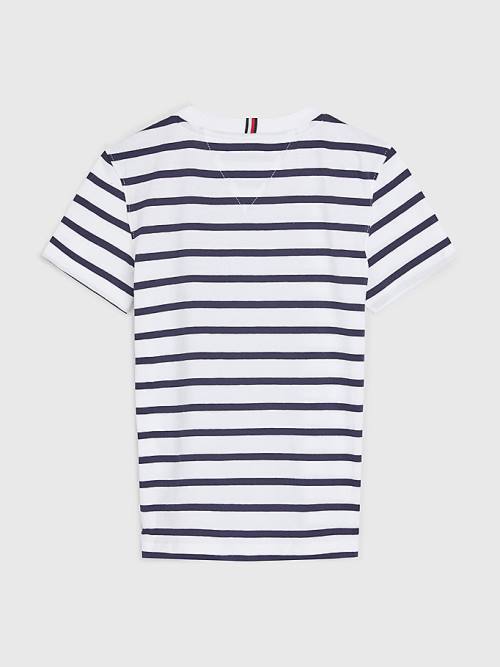 Tommy Hilfiger Essential Stripe Póló Fiú Fehér | TH195MLD