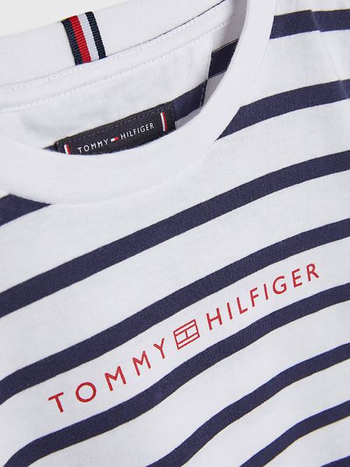 Tommy Hilfiger Essential Stripe Póló Fiú Fehér | TH195MLD