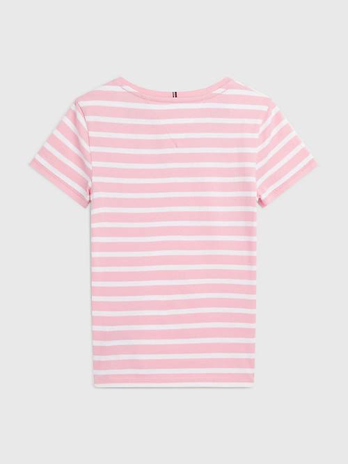 Tommy Hilfiger Essential Stripe Póló Lány Rózsaszín | TH096JOU