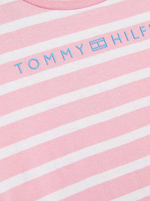 Tommy Hilfiger Essential Stripe Póló Lány Rózsaszín | TH096JOU