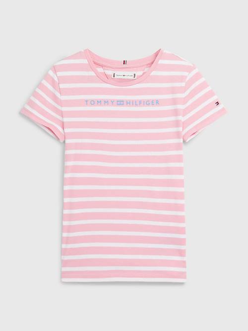 Tommy Hilfiger Essential Stripe Póló Lány Rózsaszín | TH096JOU