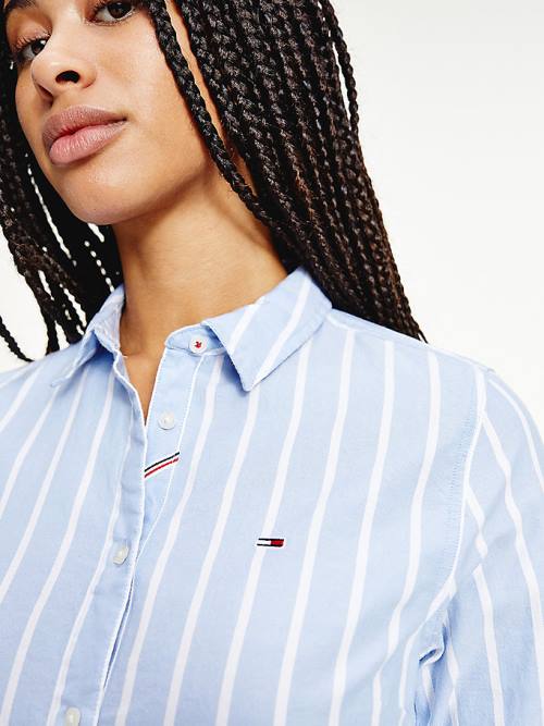 Tommy Hilfiger Essential Stripe Slim Fit Ingek Női Fehér | TH394LGS