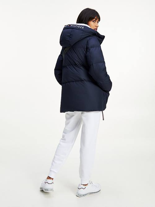 Tommy Hilfiger Essential TH Protect Padded Logo Coat Kabát Női Kék | TH058RXL