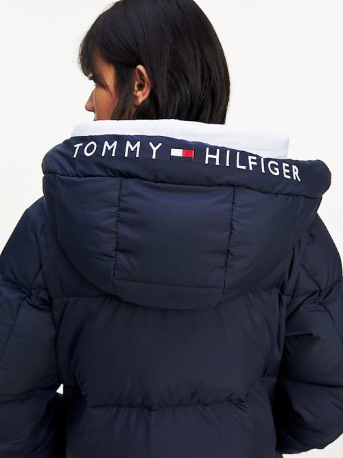 Tommy Hilfiger Essential TH Protect Padded Logo Coat Kabát Női Kék | TH058RXL