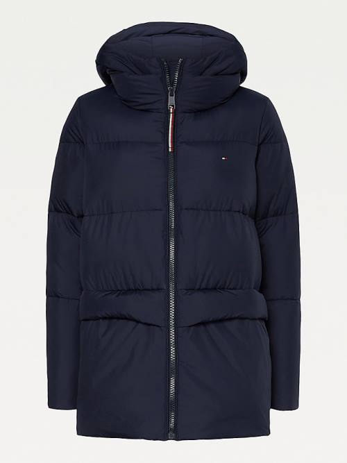 Tommy Hilfiger Essential TH Protect Padded Logo Coat Kabát Női Kék | TH058RXL