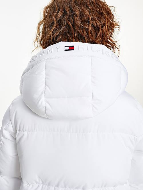 Tommy Hilfiger Essential TH Protect Padded Logo Coat Kabát Női Fehér | TH203UJZ