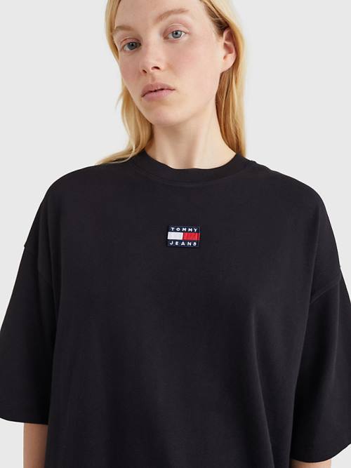 Tommy Hilfiger Essential Tommy Badge Mini Ruha Női Fekete | TH801OMP