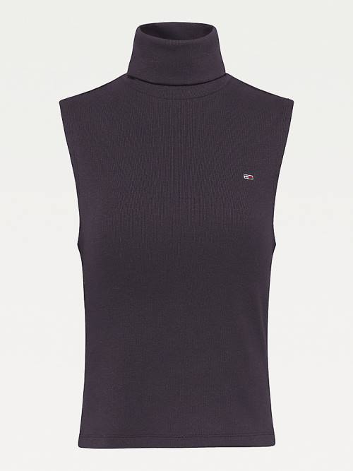 Tommy Hilfiger Essential Turtleneck Ujjatlan Slim Vest Póló Női Fekete | TH821LNT