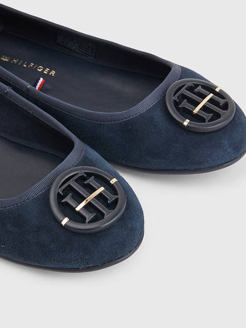 Tommy Hilfiger Essential Velúr Balerina Cipő Női Kék | TH205EBS