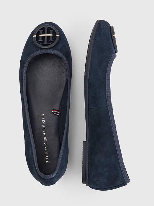 Tommy Hilfiger Essential Velúr Balerina Cipő Női Kék | TH205EBS