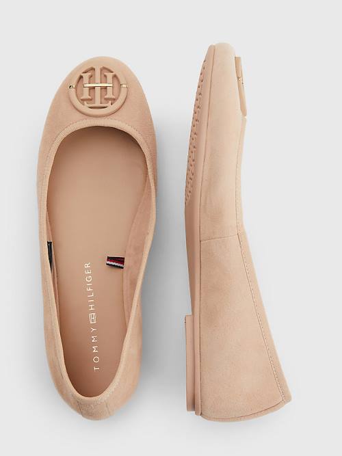 Tommy Hilfiger Essential Velúr Balerina Cipő Női Bézs | TH581KPF