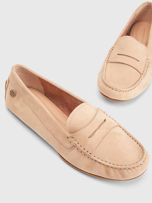 Tommy Hilfiger Essential Velúr Moccasins Loafer Cipő Női Bézs | TH145EXK