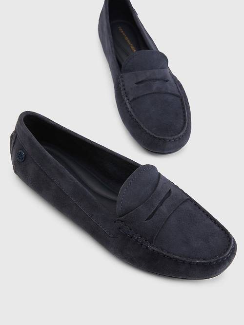 Tommy Hilfiger Essential Velúr Moccasins Loafer Cipő Női Kék | TH305AHB